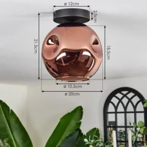 hofstein Ripoll Plafonnier Cuivré, 1 lumière* Lampes En Verre