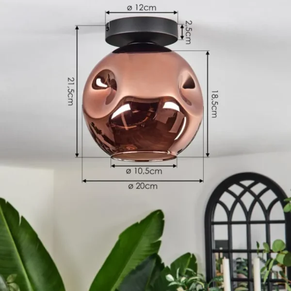 hofstein Ripoll Plafonnier Cuivré, 1 lumière* Lampes En Verre