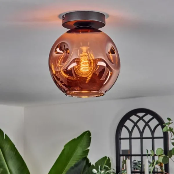 hofstein Ripoll Plafonnier Cuivré, 1 lumière* Lampes En Verre