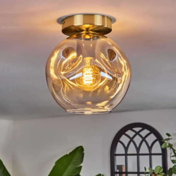 hofstein Ripoll Plafonnier Or, Noir, 1 lumière* Lampes En Verre