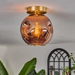 hofstein Ripoll Plafonnier Or, Noir, 1 lumière* Lampes En Verre