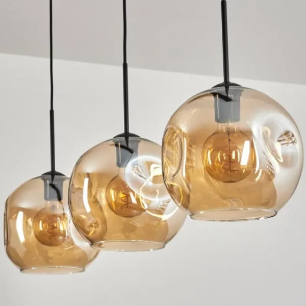 hofstein Ripoll Suspension Ambre, 3 lumières* Lampes En Verre