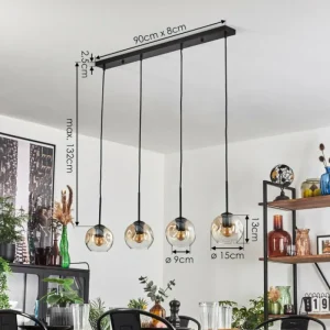 hofstein Ripoll Suspension Ambre, Clair, 4 lumières* Lampes En Verre