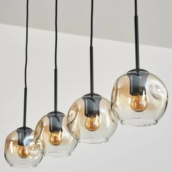 hofstein Ripoll Suspension Ambre, Clair, 4 lumières* Lampes En Verre