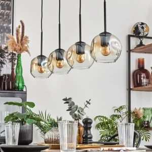 hofstein Ripoll Suspension Ambre, Clair, 4 lumières* Lampes En Verre