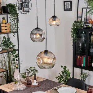 hofstein Ripoll Suspension, Boule lumineuse, Suspension grappe Ambre, Clair, Fumé, 3 lumières* Lampes Modernes