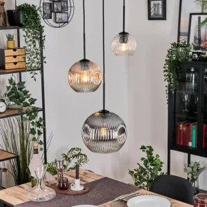 hofstein Ripoll Suspension, Boule lumineuse, Suspension, Suspension grappe Ambre, Clair, Fumé, 3 lumières* Lampes Modernes