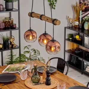 hofstein Ripoll Suspension, Boule lumineuse, Suspension Écru, Noir, 3 lumières* Lampes Modernes