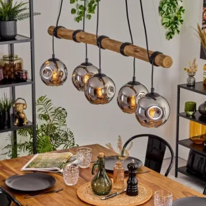 hofstein Ripoll Suspension, Boule lumineuse, Suspension Écru, Noir, 5 lumières* Lampes Modernes
