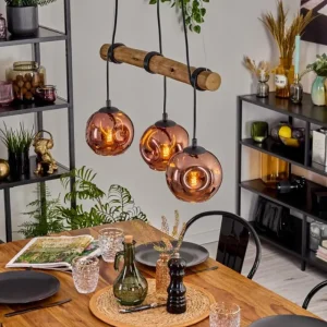 hofstein Ripoll Suspension, Boule lumineuse, Suspension Écru, Noir, 3 lumières* Lampes Modernes