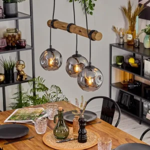 hofstein Ripoll Suspension, Boule lumineuse, Suspension Écru, Noir, 3 lumières* Lampes Modernes