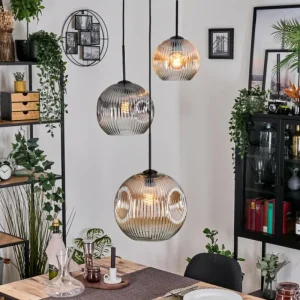 hofstein Ripoll Suspension, Boule lumineuse, Suspension, Suspension grappe Ambre, Clair, Fumé, 3 lumières* Lampes Modernes