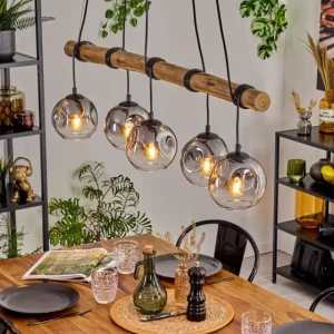 hofstein Ripoll Suspension, Boule lumineuse, Suspension Clair, Fumé, 5 lumières* Lampes Modernes