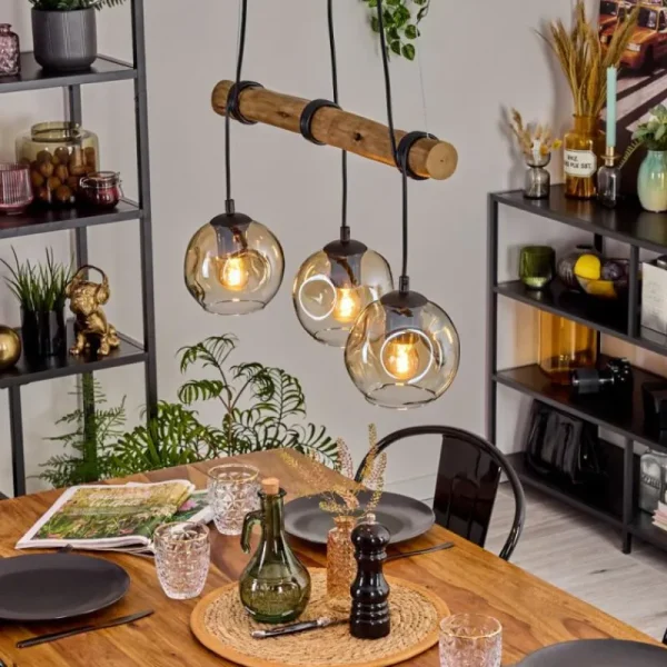 hofstein Ripoll Suspension, Boule lumineuse, Suspension Écru, Noir, 3 lumières* Lampes Modernes