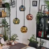 hofstein Ripoll Suspension, Boule lumineuse, Suspension grappe Bleu, Or, Vert, Cuivré, 4 lumières* Lampes En Verre