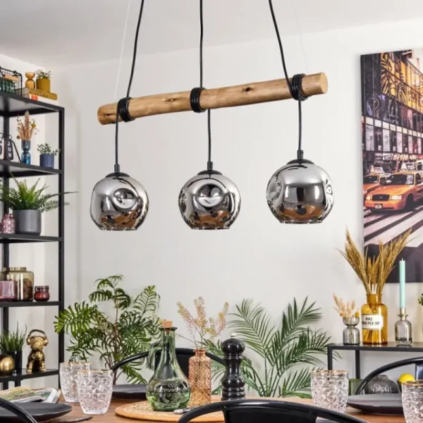 hofstein Ripoll Suspension, Boule lumineuse, Suspension Écru, Noir, 3 lumières* Lampes Modernes