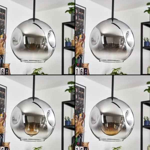 hofstein Ripoll Suspension, Boule lumineuse, Suspension Chrome, Clair, Fumé, 3 lumières* Lampes Modernes
