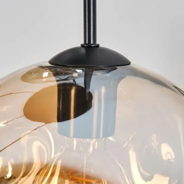 hofstein Ripoll Suspension, Boule lumineuse, Suspension grappe Ambre, Fumé, 5 lumières* Lampes Modernes