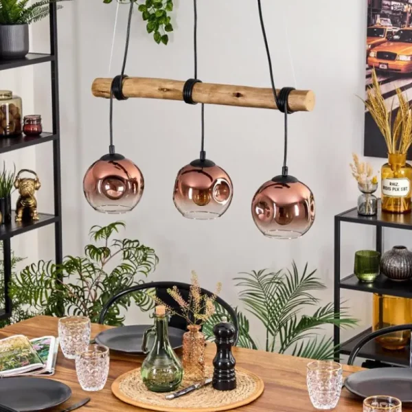 hofstein Ripoll Suspension, Boule lumineuse, Suspension Écru, Noir, 3 lumières* Lampes Modernes