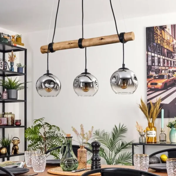 hofstein Ripoll Suspension, Boule lumineuse, Suspension Écru, Noir, 3 lumières* Lampes Modernes