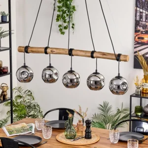 hofstein Ripoll Suspension, Boule lumineuse, Suspension Écru, Noir, 5 lumières* Lampes Modernes