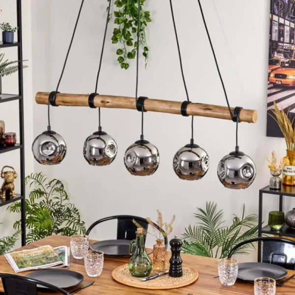 hofstein Ripoll Suspension, Boule lumineuse, Suspension Écru, Noir, 5 lumières* Lampes Modernes