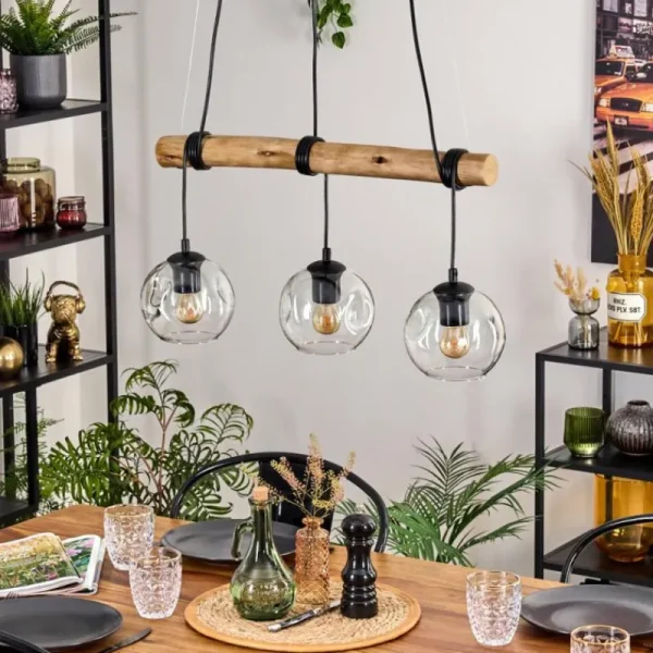 hofstein Ripoll Suspension, Boule lumineuse, Suspension Écru, Noir, 3 lumières* Lampes Modernes