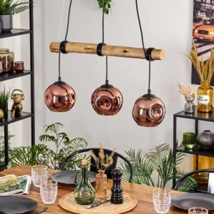 hofstein Ripoll Suspension, Boule lumineuse, Suspension Écru, Noir, 3 lumières* Lampes Modernes