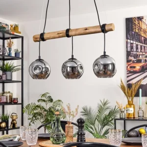 hofstein Ripoll Suspension, Boule lumineuse, Suspension Écru, Noir, 3 lumières* Lampes Modernes