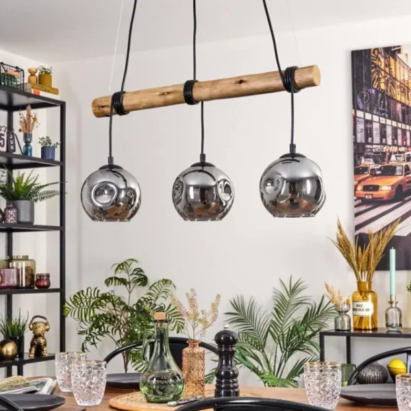 hofstein Ripoll Suspension, Boule lumineuse, Suspension Écru, Noir, 3 lumières* Lampes Modernes