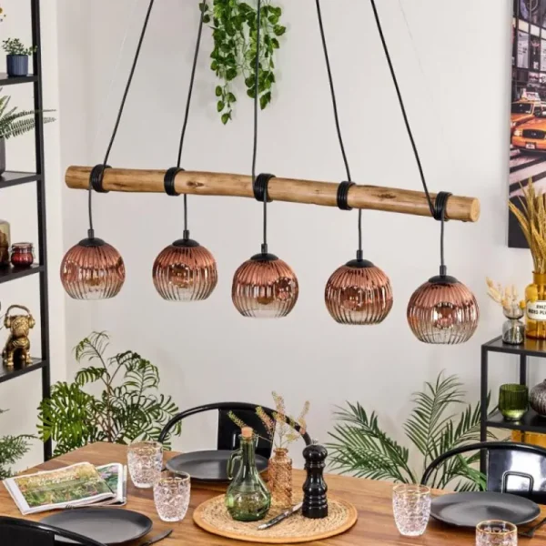 hofstein Ripoll Suspension, Boule lumineuse, Suspension Écru, Noir, 5 lumières* Lampes Modernes