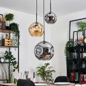 hofstein Ripoll Suspension, Boule lumineuse, Suspension, Suspension grappe Ambre, Fumé, 3 lumières* Lampes Modernes