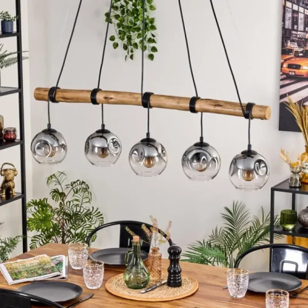 hofstein Ripoll Suspension, Boule lumineuse, Suspension Clair, Fumé, 5 lumières* Lampes Modernes