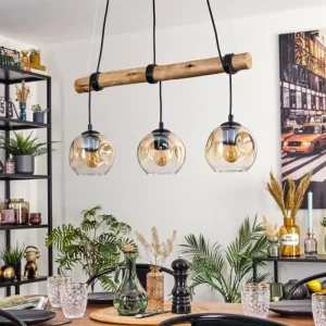 hofstein Ripoll Suspension, Boule lumineuse, Suspension Écru, Noir, 3 lumières* Lampes Modernes