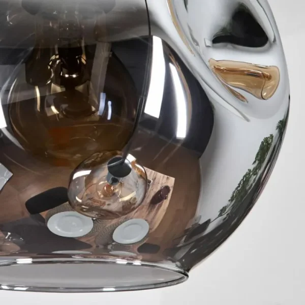 hofstein Ripoll Suspension, Boule lumineuse, Suspension Ambre, Fumé, 3 lumières* Lampes Modernes