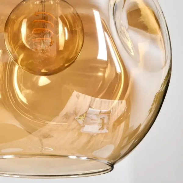 hofstein Ripoll Suspension, Boule lumineuse, Suspension grappe Ambre, Fumé, 3 lumières* Lampes Modernes