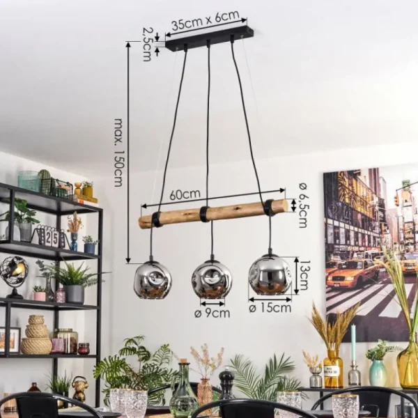 hofstein Ripoll Suspension, Boule lumineuse, Suspension Écru, Noir, 3 lumières* Lampes Modernes