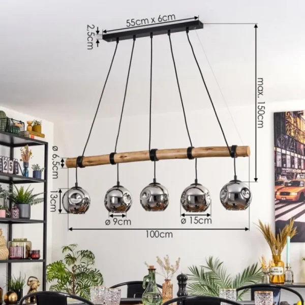 hofstein Ripoll Suspension, Boule lumineuse, Suspension Écru, Noir, 5 lumières* Lampes Modernes