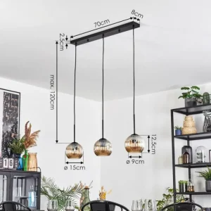 hofstein Ripoll Suspension, Boule lumineuse, Suspension Ambre, 3 lumières* Lampes Modernes