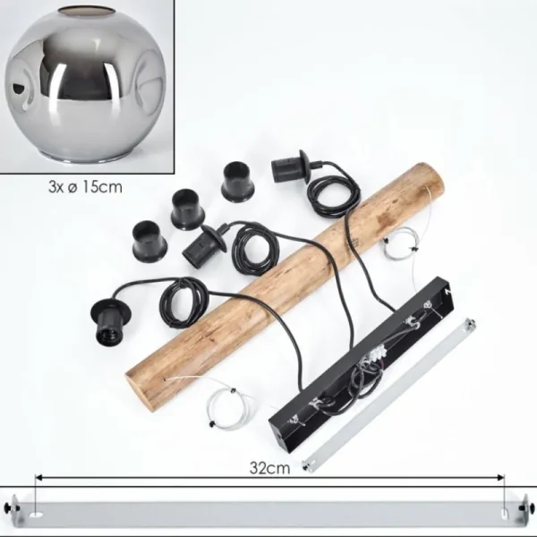 hofstein Ripoll Suspension, Boule lumineuse, Suspension Écru, Noir, 3 lumières* Lampes Modernes