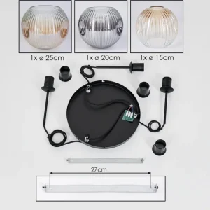 hofstein Ripoll Suspension, Boule lumineuse, Suspension grappe Ambre, Clair, Fumé, 3 lumières* Lampes Modernes