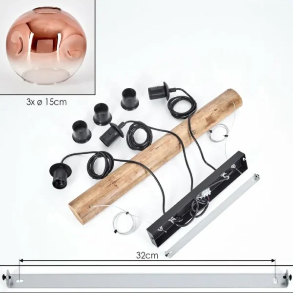 hofstein Ripoll Suspension, Boule lumineuse, Suspension Écru, Noir, 3 lumières* Lampes Modernes