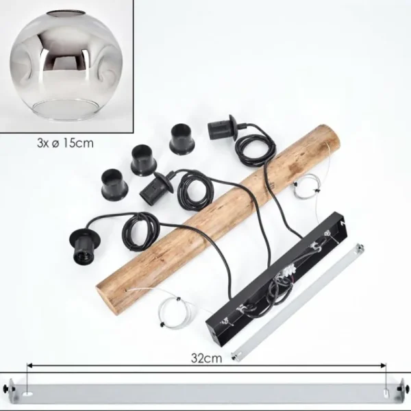 hofstein Ripoll Suspension, Boule lumineuse, Suspension Écru, Noir, 3 lumières* Lampes Modernes
