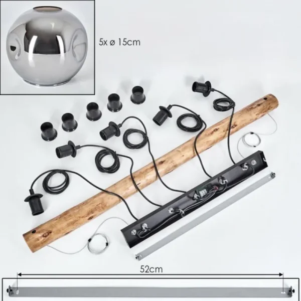 hofstein Ripoll Suspension, Boule lumineuse, Suspension Écru, Noir, 5 lumières* Lampes Modernes