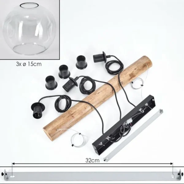 hofstein Ripoll Suspension, Boule lumineuse, Suspension Écru, Noir, 3 lumières* Lampes Modernes