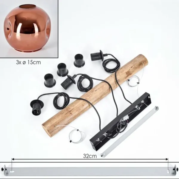 hofstein Ripoll Suspension, Boule lumineuse, Suspension Écru, Noir, 3 lumières* Lampes Modernes