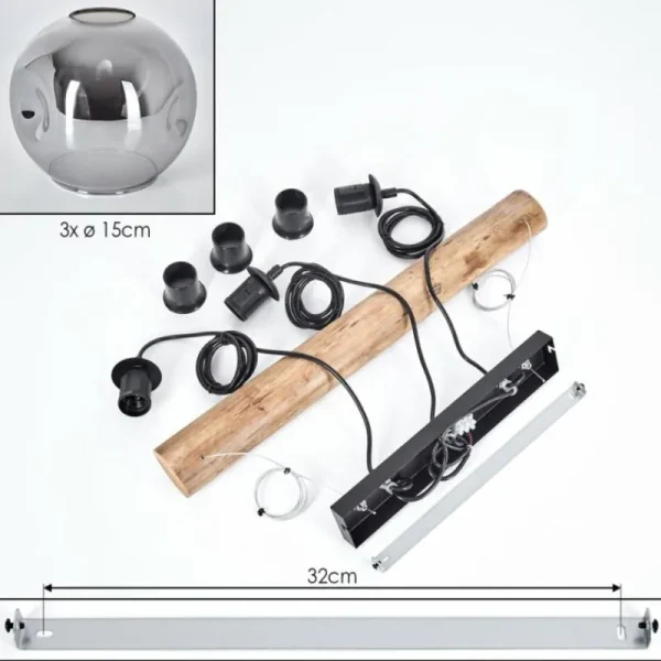 hofstein Ripoll Suspension, Boule lumineuse, Suspension Écru, Noir, 3 lumières* Lampes Modernes