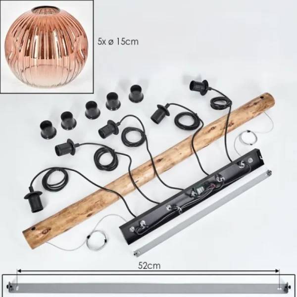 hofstein Ripoll Suspension, Boule lumineuse, Suspension Écru, Noir, 5 lumières* Lampes Modernes