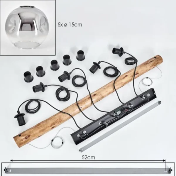hofstein Ripoll Suspension, Boule lumineuse, Suspension Clair, Fumé, 5 lumières* Lampes Modernes