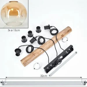 hofstein Ripoll Suspension, Boule lumineuse, Suspension Écru, Noir, 3 lumières* Lampes Modernes